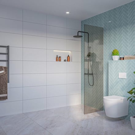FugaFlow Eccelente Vetro Inloopdouche - rook glas - 60x200cm - 8mm - nano - blind inbouw profiel