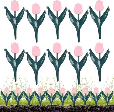 Tuinborderhek - Bloembed afrastering - Tuin indeling - Weerbestendig PP - 10 stuks - Roze