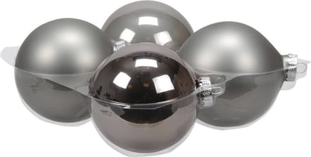 Othmar Decorations Grote kerstballen - 4x st - titanium grijs - 10 cm - glas - mat/glans