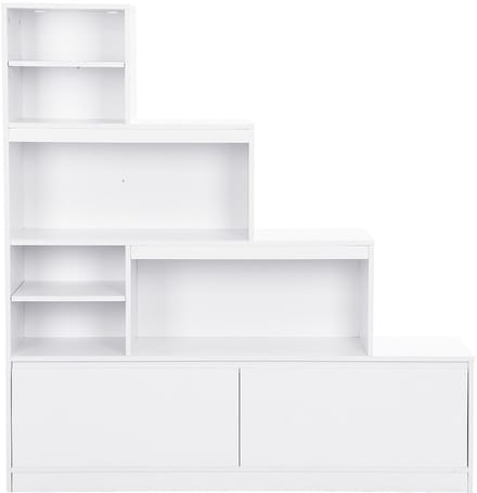 Vente-unique Schoenenmeubel met 2 deurtjes en 6 nissen met ledverlichting van MDF - Wit - LOVILA