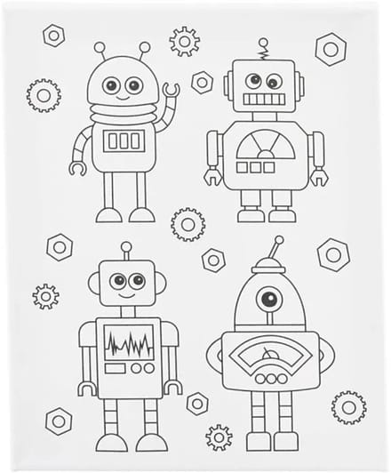 Creativ Company Painting Canvas with Print Robots - 24x30cm