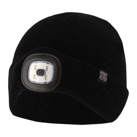 Heatkeeper - Thermomuts + LED lichtje kinderen - Zwart - 9/12 Jaar