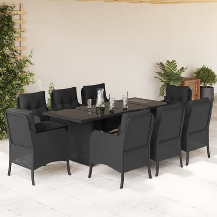 vidaXL - 9-delige - Tuinset - poly - rattan - zwart