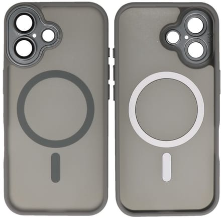 MagSafe Hoesje Geschikt voor iPhone 17 - Mat-Transparent met Camera Beschermer Case - Grijs