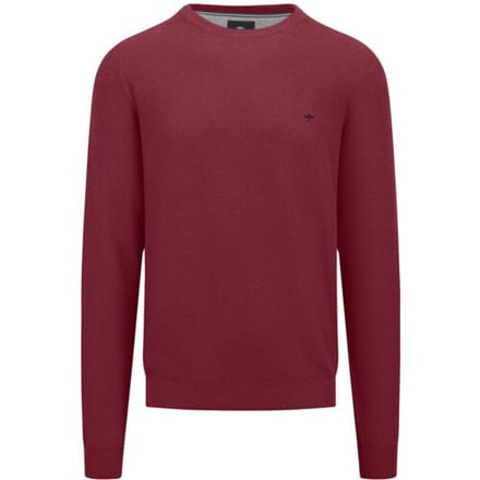 Fynch-Hatton Trui O-Neck Uni Color Fine Texture Ruby Red / male