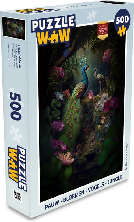 Puzzel Pauw - Bloemen - Vogels - Jungle - Legpuzzel - Puzzel 500 stukjes