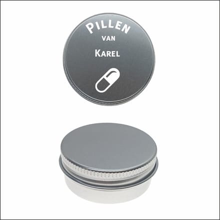 Pillen Blikje Met Naam Gravering - Karel
