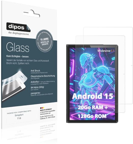 dipos – 2x Matte Pantserfolie geschikt voor Simplori T18 | 9H Screenprotector