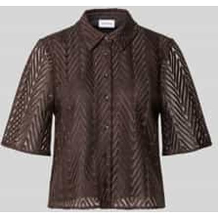 Kantblouse met overhemdkraag en driekwartmouwen dames COMMA