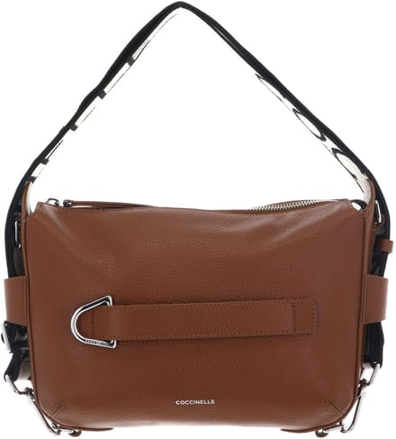 COCCINELLE schoudertas Gretel Ribbon Crossbody Bag Grained Leather Cognac bruine