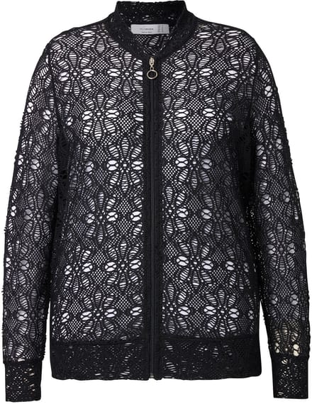 MIAMODA - Dames - Blouson kant lange mouwen - Zwart - Maat 48