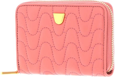 COCCINELLE Leren Portemonnee Clivia Matelasse Zip Around Wallet Camelia Roze
