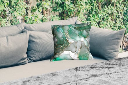Buitenkussen - Goud - Marmer - Groen - Luxe - Marmerlook - Grijs - 45x45 cm - Weerbestendig
