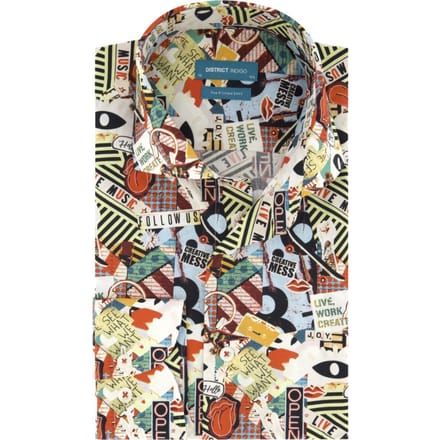 District Indigo Overhemd Creative Mess Print Multicolor  39