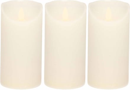 3x Witte LED kaars / stompkaars 15 cm - Luxe kaarsen op batterijen met bewegende vlam