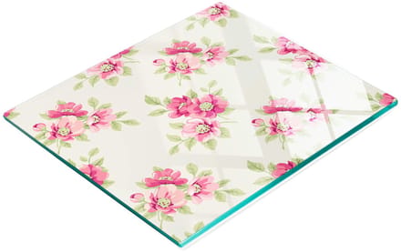 Glazen serveerplank met grafisch bloemenpatroon 60x52 cm