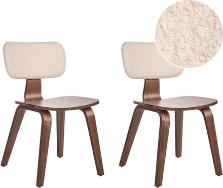 LUCINDA - Eetkamerstoel set van 2 - Donkerbruin/Lichtbeige - Bouclé