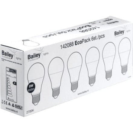Bailey LED peerlampen (6st) - Ecopack - E27- 8W (55W) - warmwit
