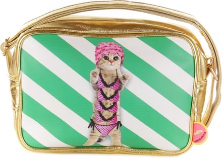 Kunstboer - Schoudertas/handtas - Vrolijke kat gekleed in bikini's - goud