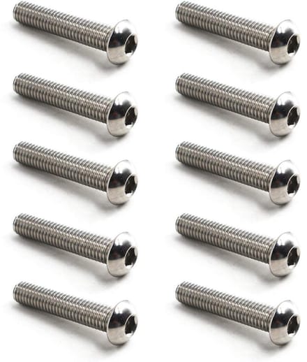 M10x35 Button Head Hex Socket Drive Schroeven van RVS voor Meubelknoppen - Set van 10, Duurzaam en Roestvrij