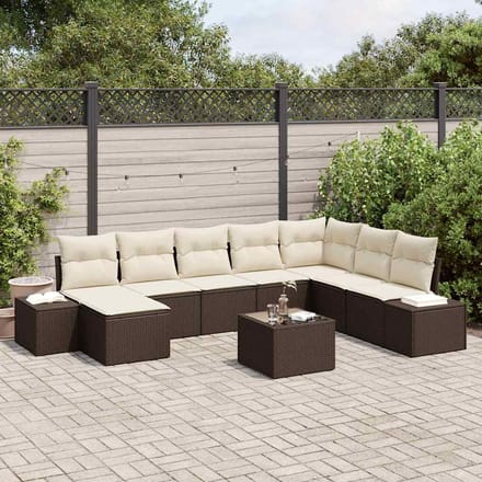 vidaXL Tuin Sofa Set 9 st Bruin poly rattan