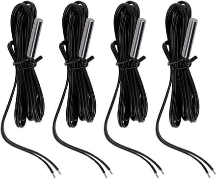 4 Stuks Waterdichte Temperatuursensor NTC 10K 3950 Thermistor Probe met Kabel (1m) voor Koelkast, Aquarium en Doe-het-zelf