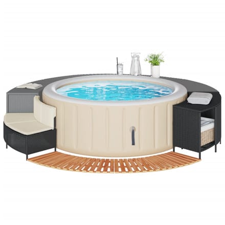 vidaXL - Hottub-ombouw - poly - rattan - en - massief - acaciahout - zwart