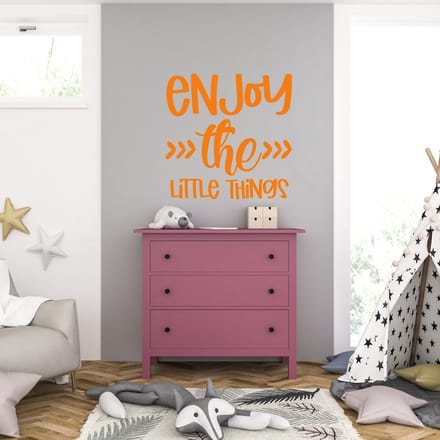 Muursticker - Enjoy The Little Things - 46,4 x 46,4 - Oranje