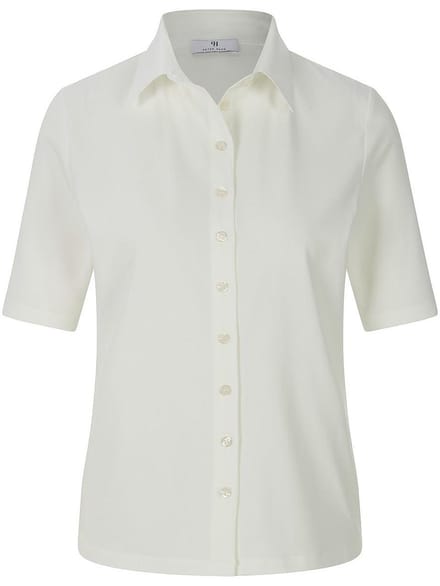 Jerseyblouse lange korte mouwen Van Peter Hahn wit