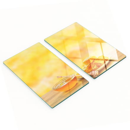 Set van snijplanken van gehard glas met honingpatroon, 2x30x52 cm
