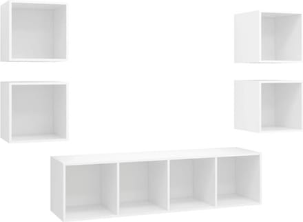 vidaXL - 5-delige - Tv-meubelset - bewerkt - hout - wit