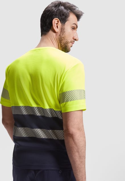 Roly T-Shirt Tauri RY9317 - Navy Blue 55/Fluor Yellow 221 - L