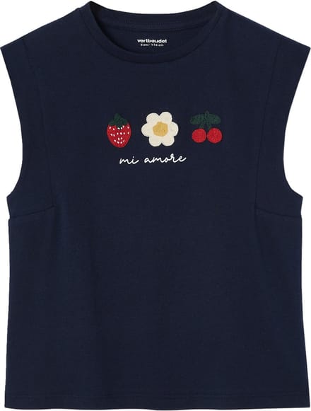 Vertbaudet Meisjesshirt met paradijsvogel en schoudermouwen