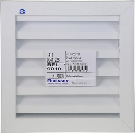 INBOUW MUURROOSTER 411 RAL 9010 200X200MM
