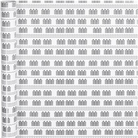 Inpakpapier, badhuis, B: 70 cm, 80 gr, zwart, wit, 4 m/ 1 rol