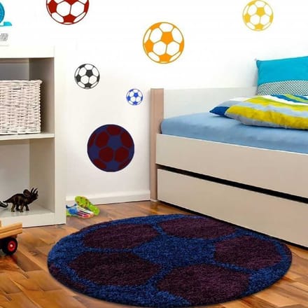TapisTrend Kinderkleed Marine 100 cm rond Kindervoetbalkleed voor de kinderkamer, bordeauxrood-donkerblauw