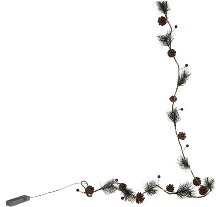 Svenska Living guirlande kerst decoratie red berry pineleaf 20LED 180cm.