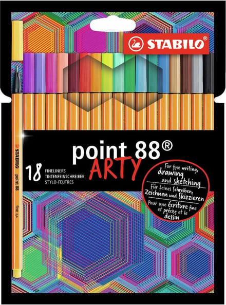 STABILO point 88 - Premium Fineliner - Fine 0,4 mm - ARTY - Etui Met 18 Kleuren