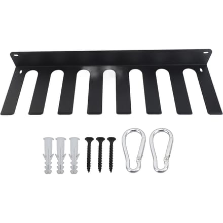 Sportschool Organizer Rek 8 Haken Veelzijdig Sportschool Apparatuur Wandrek Hanger voor Oefenbanden Barbell Bar black