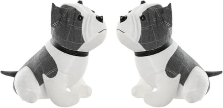 ITEM Deurstopper Hond - 2x - 1 kilo - wit/grijs - polyester - 29 x 18 x 26 cm - tegen klapperende deuren