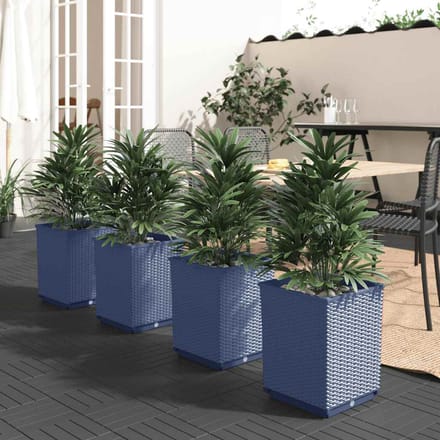 vidaXL - Plantenbakken - 4 - st - 30x30x37 - cm - polypropeen - blauwgrijs
