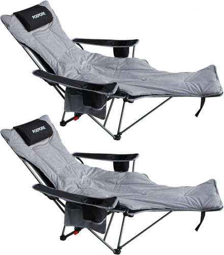 Opvouwbare Campingstoel Set van 2 met Voetensteun en Kussen