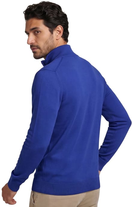 katoenen Gant trui half zip effen blauw normale fit