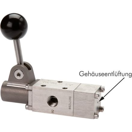 5/2 G1/4'' Handbediend Ventiel RVS -0.95-12bar/-13.2-168psi