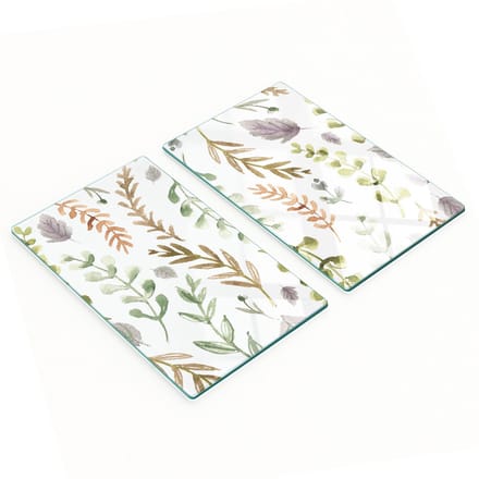 Multifunctionele decoratieve glazen borden met aquarelbloemen, 2x30x52 cm