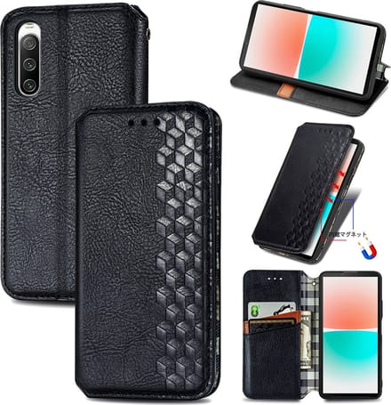 Luxe PU Lederen Ruitpatroon Wallet Case voor Sony Xperia 10 IV _ Zwart