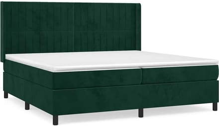 vidaXL - Boxspring - met - matras - fluweel - donkergroen - 200x200 - cm