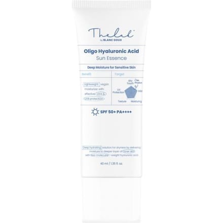 THE LAB by blanc doux Oligo Hyaluronic Acid UVA UVB Sun Essence Airy Touch 40ml SPF 50+ PA++++ Reef-Safe Makeup Base Sunscreen white