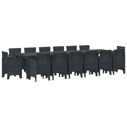 vidaXL - Tuin - Eettafel - Set - 15 - st - Antraciet - Polt - riet