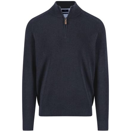 Fynch-Hatton Trui Troyer Zip Structure Supersoft Cotton Navy / male